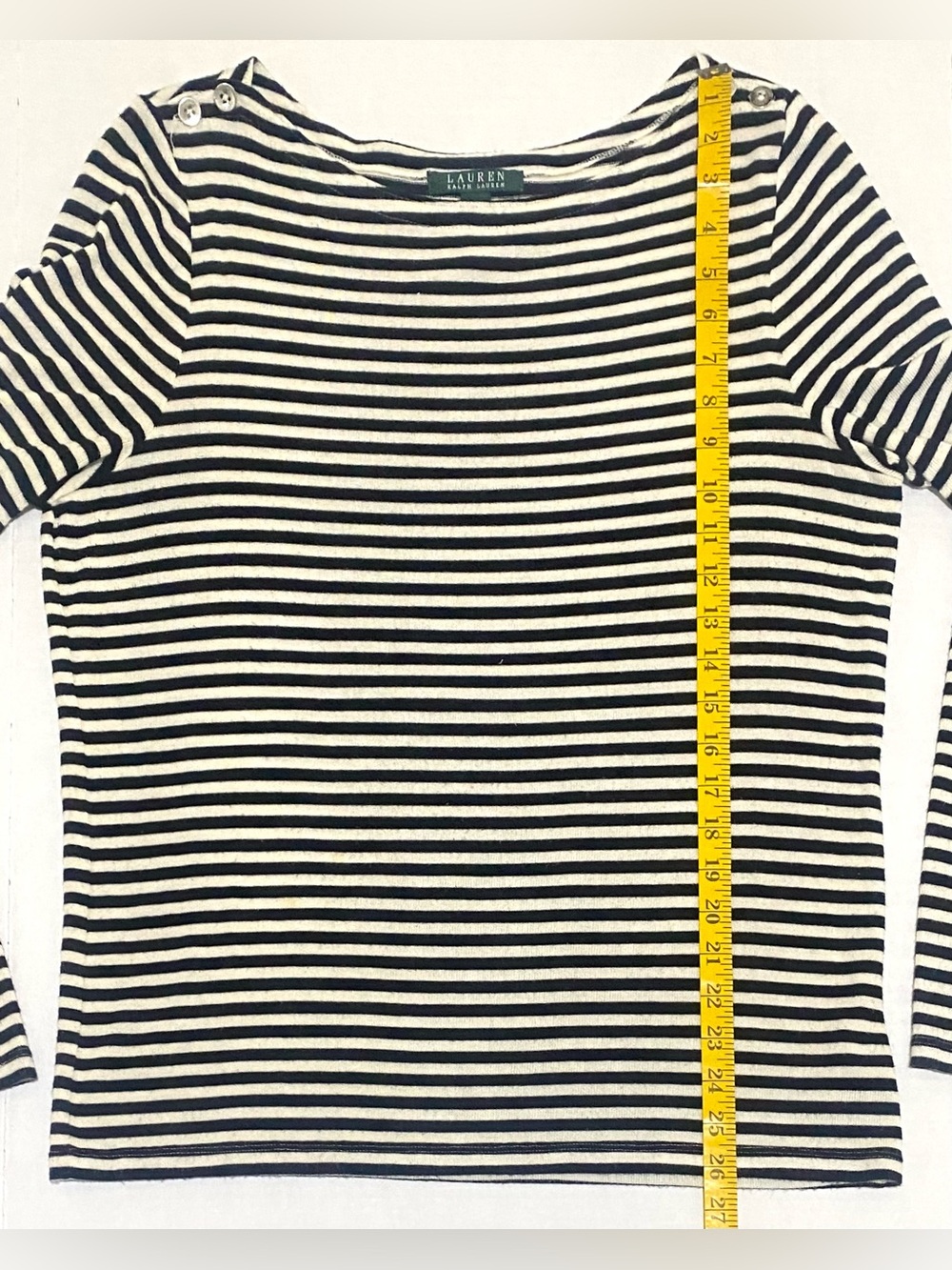 Ralph Lauren Womens XL Black White Striped Lightweight Sweater Preppy Nautical - Picture 10 of 13